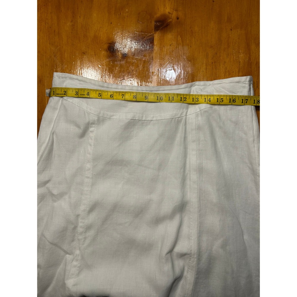 H&M White 100% Linen Lagenlook Midi Skirt Size 14 A-Line Lined Summer Classic - Picture 5 of 16